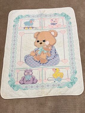 Vintage Hand Crafted Baby Quilt - Features Baby Yoys